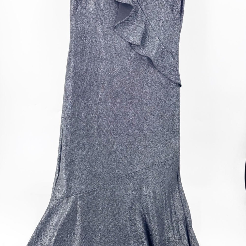 ✅ Lauren Ralph Lauren GREY/BLACK MAXI Metallic Ruffle-Trim Gown. Size 4 WEDDING - Picture 7 of 9